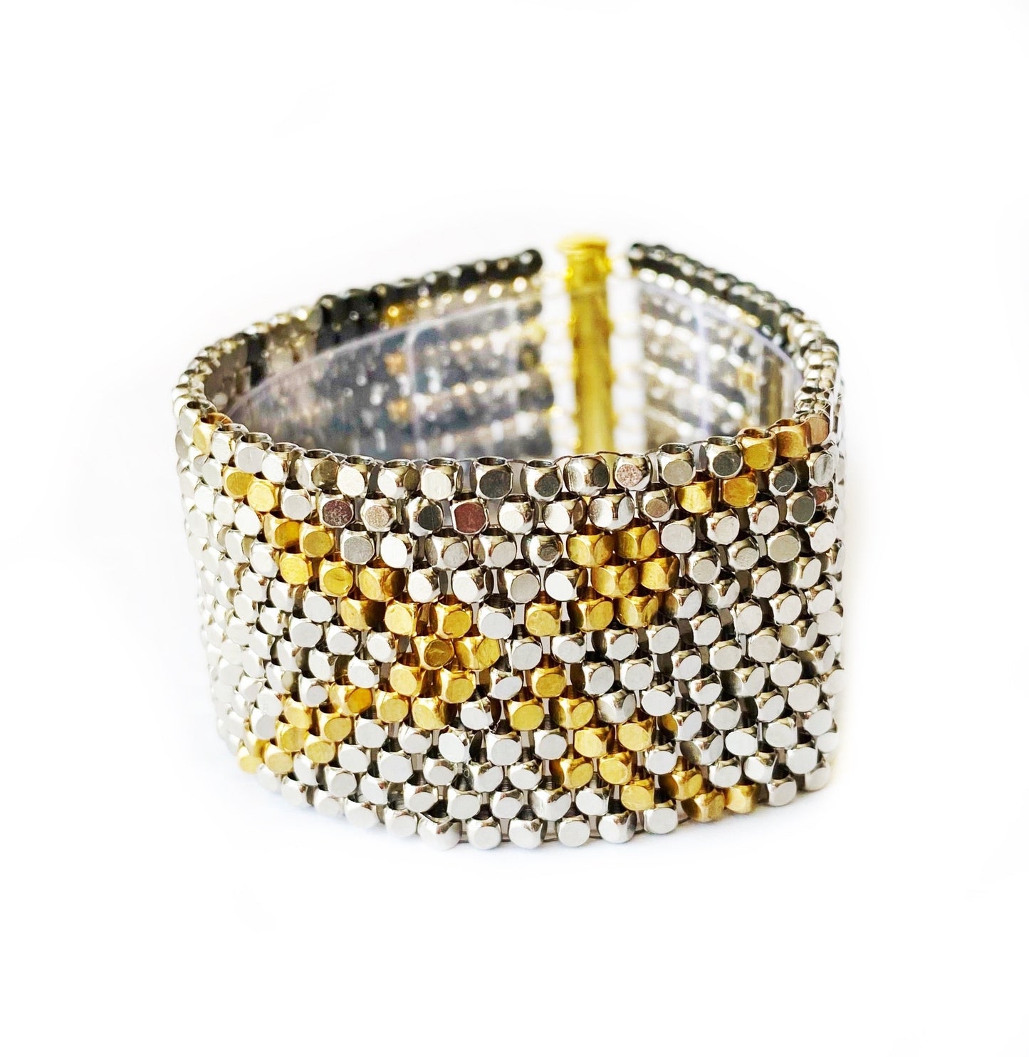 Goldite & Pyrite Hand-Woven "X" Design Bracelet