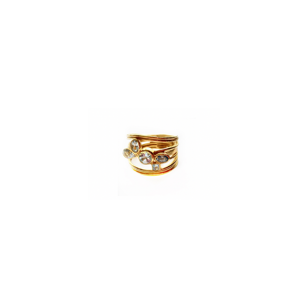 Gold 14 Kt & Aquamarine Wrap Ring