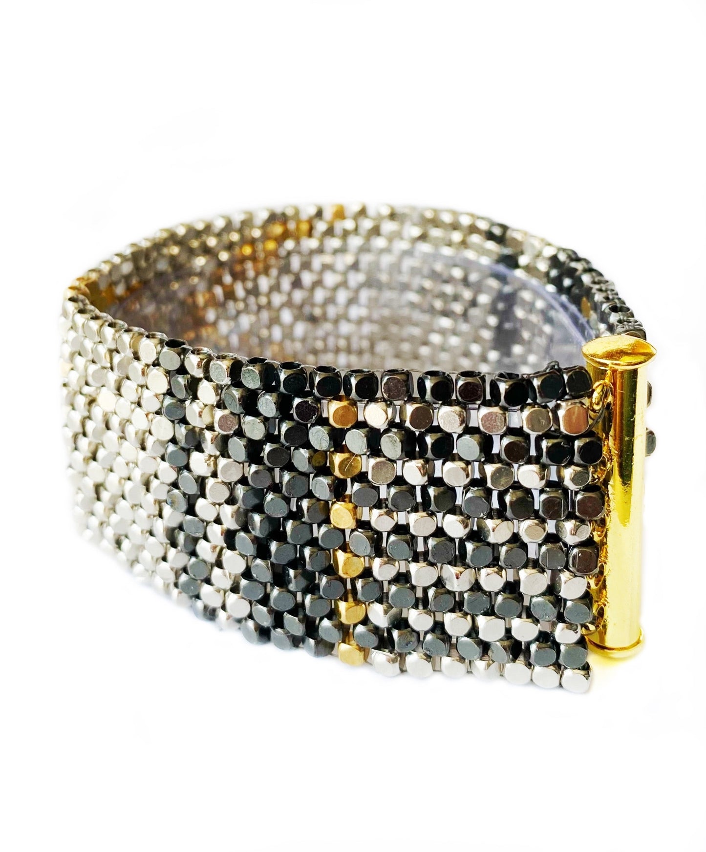 Goldite & Pyrite Hand-Woven "X" Design Bracelet