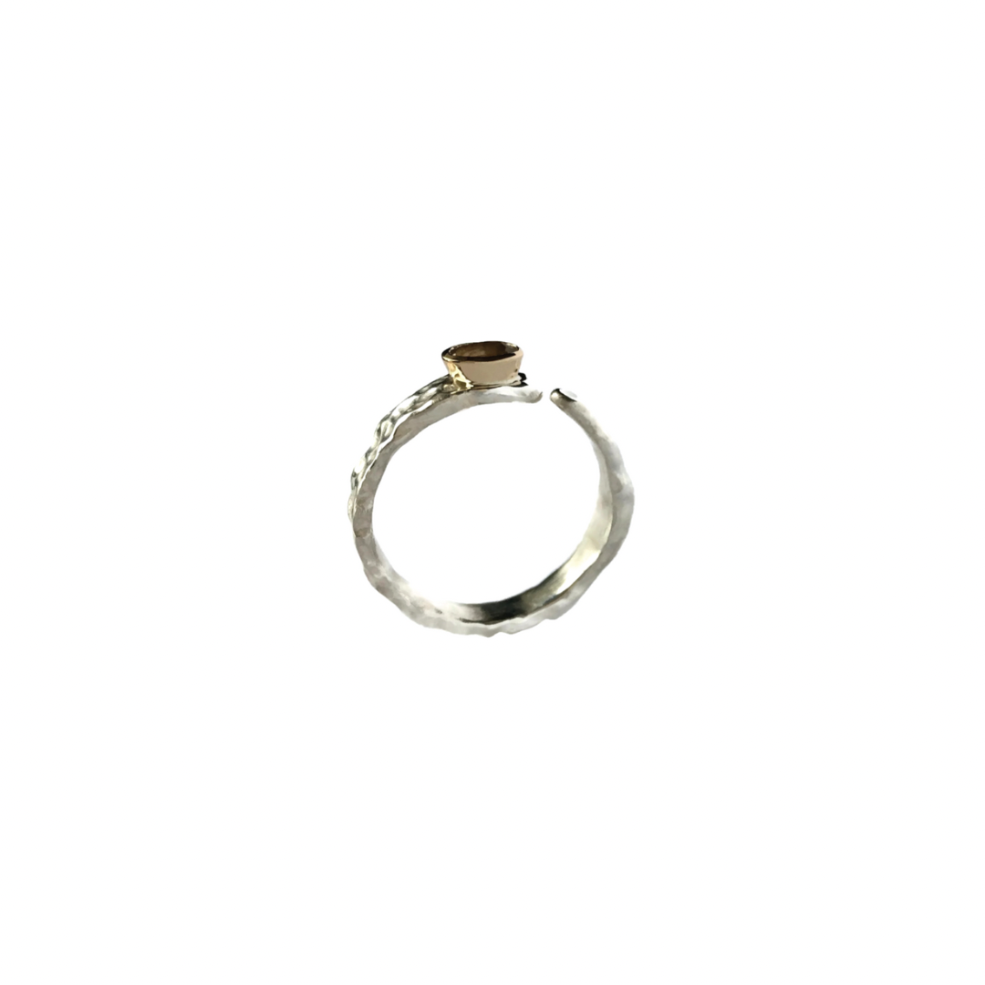 Silver Ring with Gold & Light Topaz