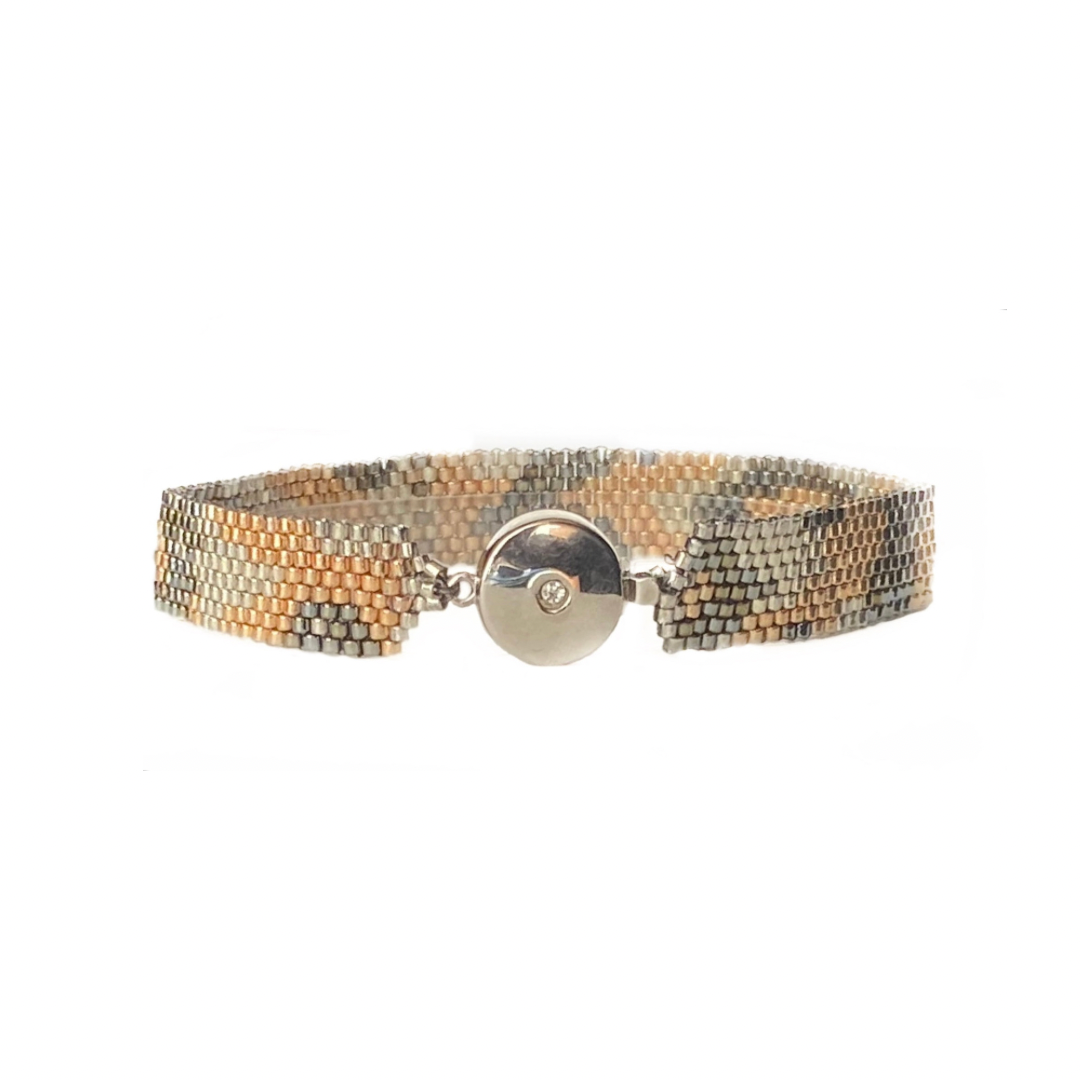 22K Gold & Silver Cobra Hand-beaded Bracelet