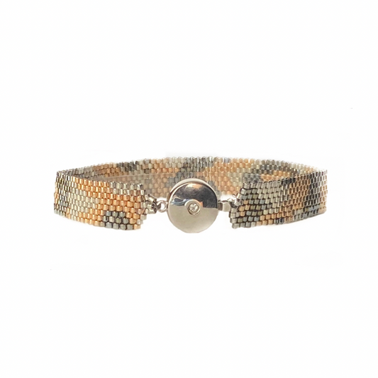 22K Gold & Silver Cobra Hand-beaded Bracelet