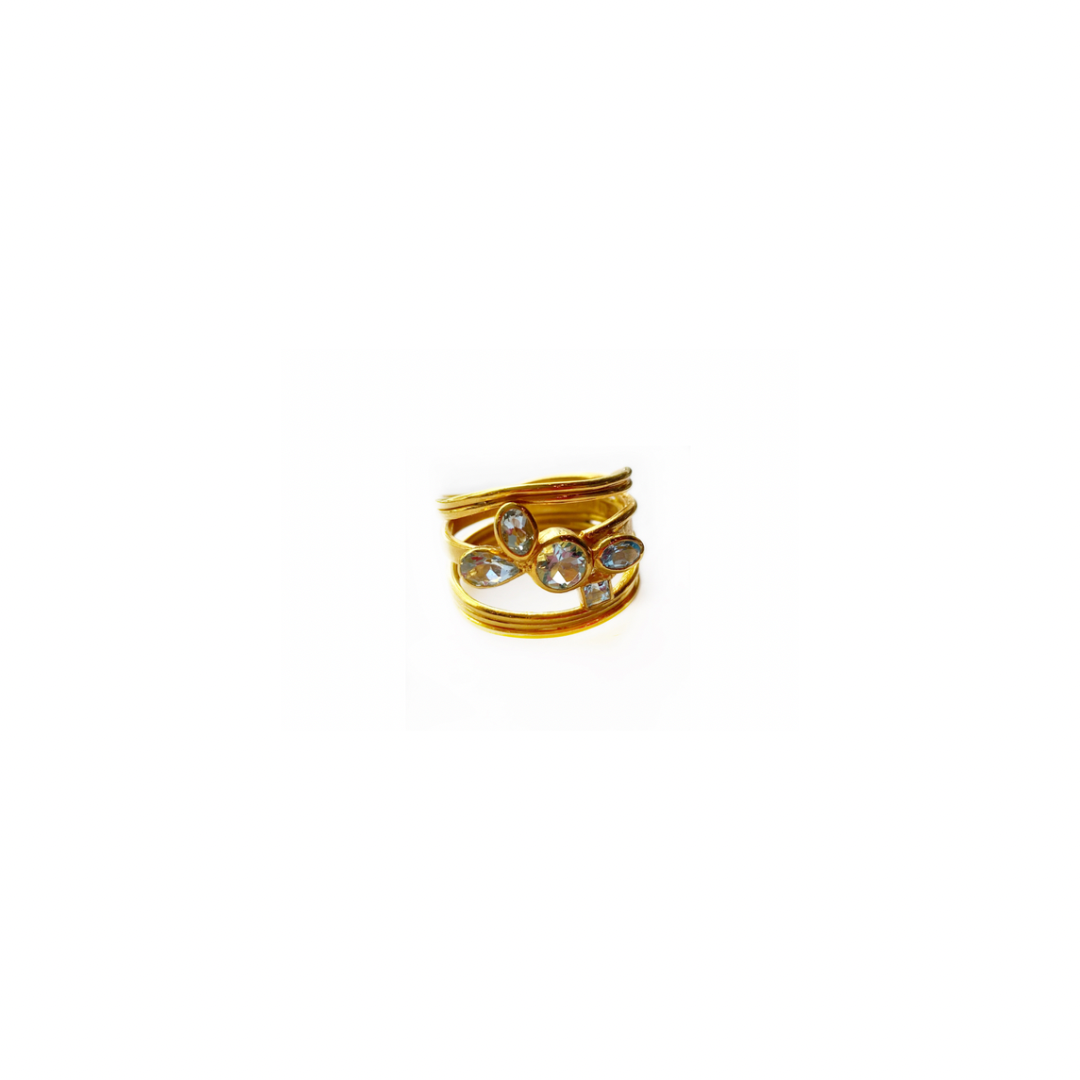 Gold 14 Kt & Aquamarine Wrap Ring