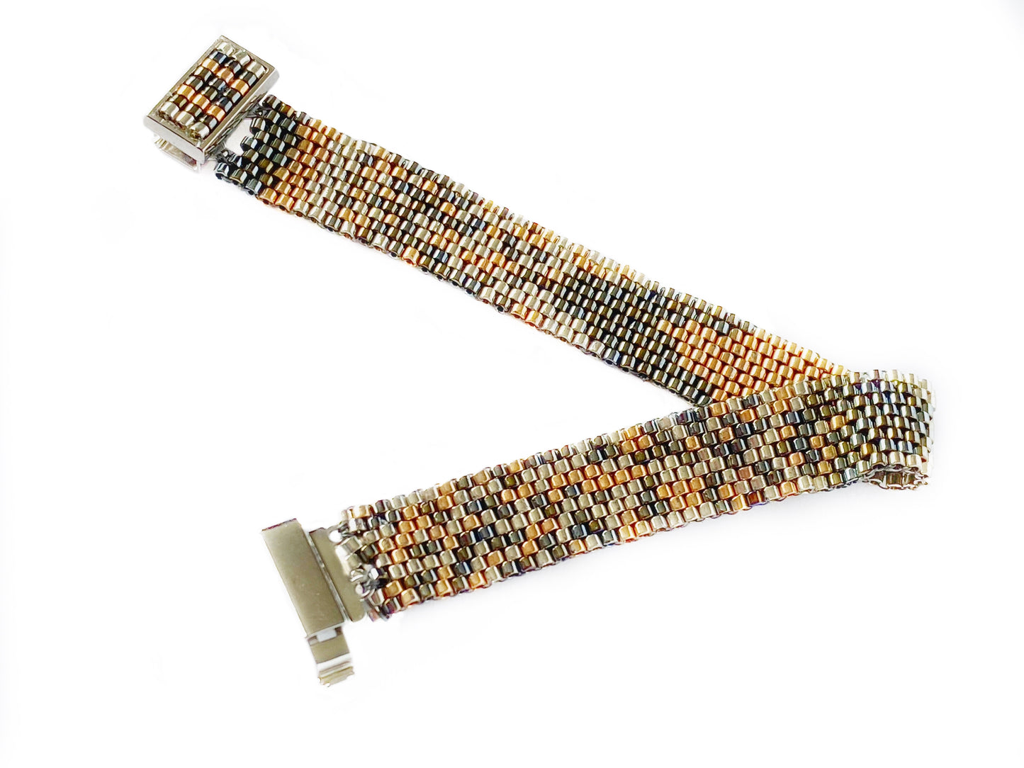 Gold Rose, Yellow, Silver, Gunmetal Hand-Woven Bracelet