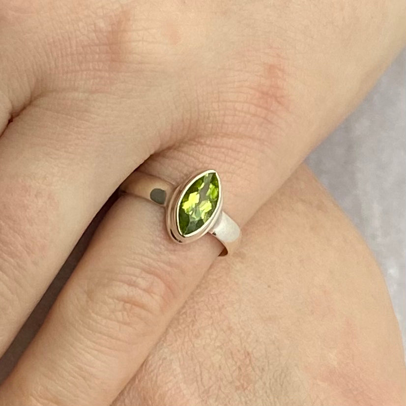 Sterling Silver & Burmese Peridot Ring
