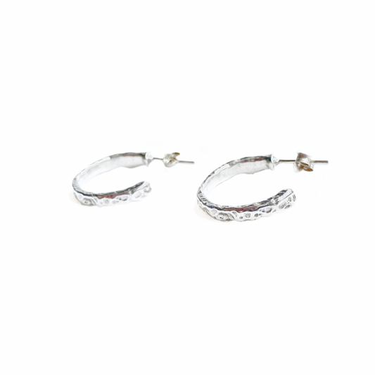 Sterling Silver Organic Open Hoop Stud Earrings