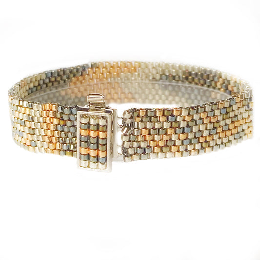 Gold Rose, Yellow, Silver, Gunmetal Hand-Woven Bracelet
