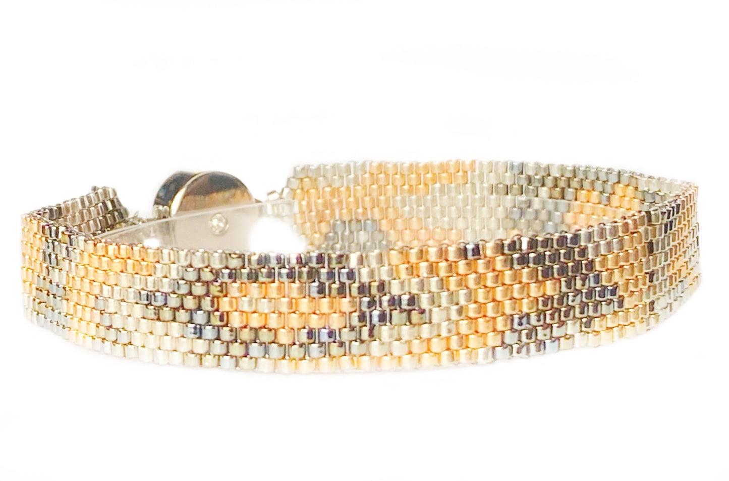 22K Gold & Silver Cobra Hand-beaded Bracelet