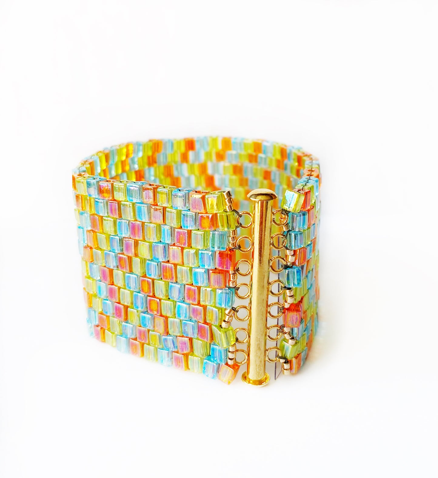 Swarovski Square Crystal Wide Hand-Woven Bracelet