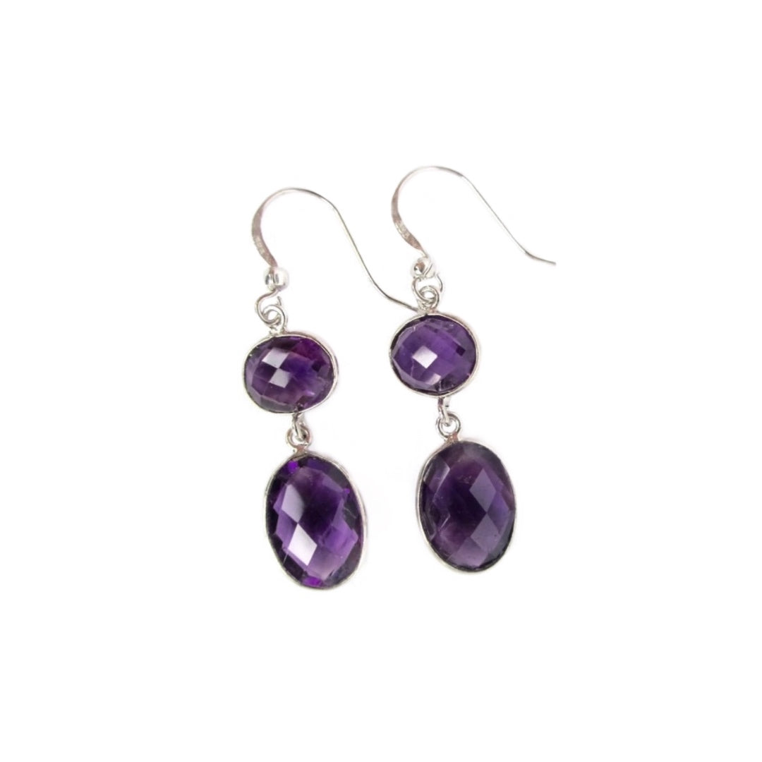 Sterling Silver & Amethysts Earrings