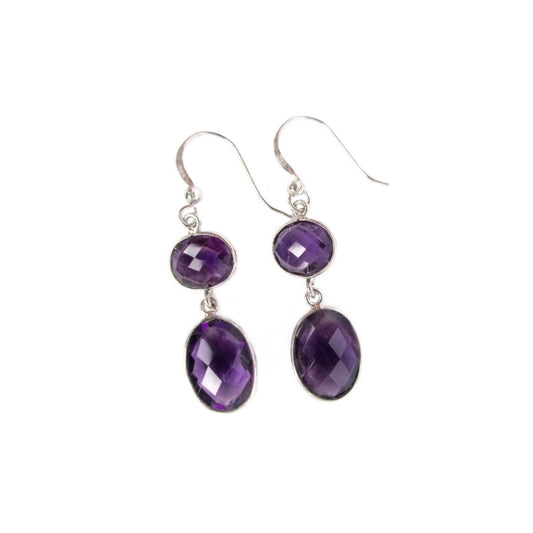 Sterling Silver & Amethysts Earrings