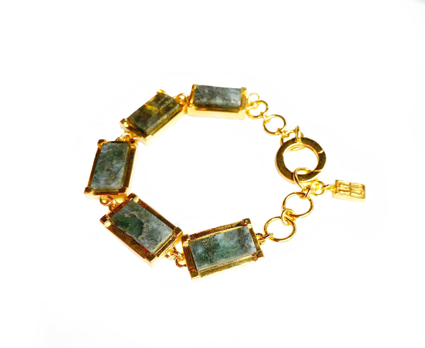Gold 18K Vermeil Empire Bracelet w 5 Stones (Not Incl.)