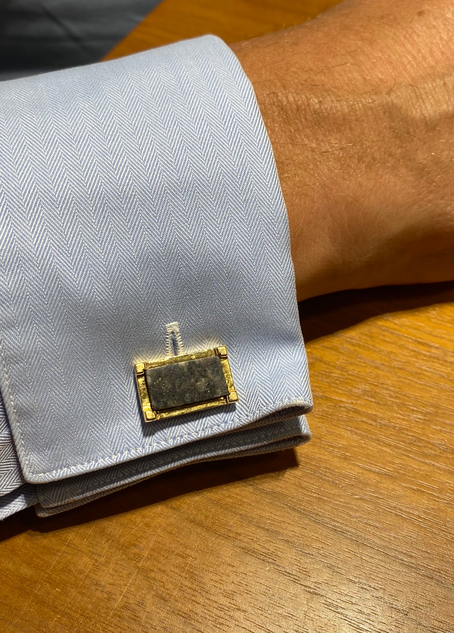 Gold 18K Vermeil Rectangular Whaletail Cufflinks