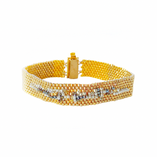 Gold Rose Hand-beaded Bracelet