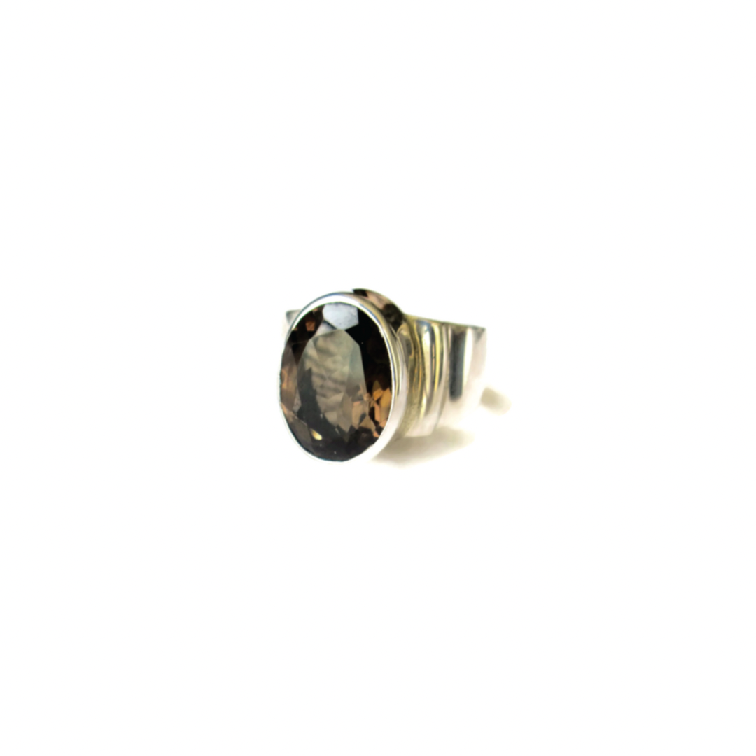 Silver & Smokey Topaz Ring