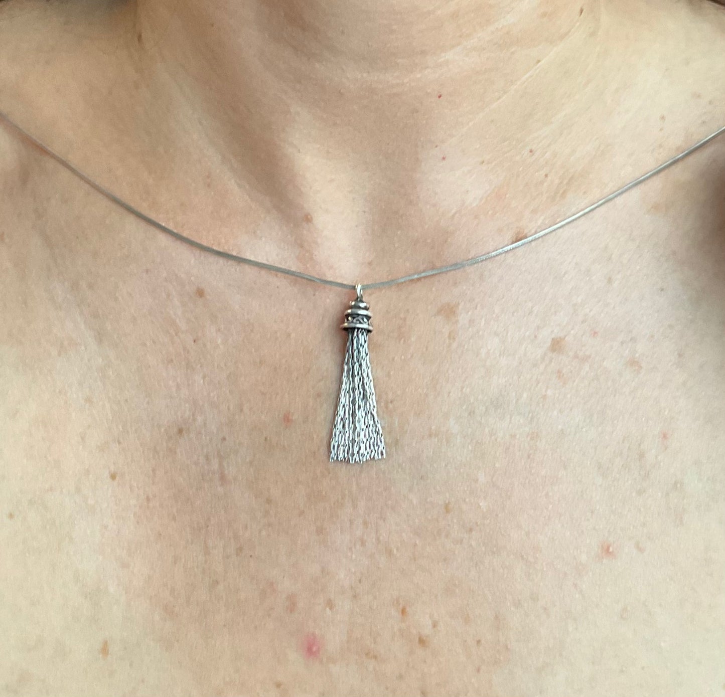 Sterling Silver Small Tassle Pendant Necklace