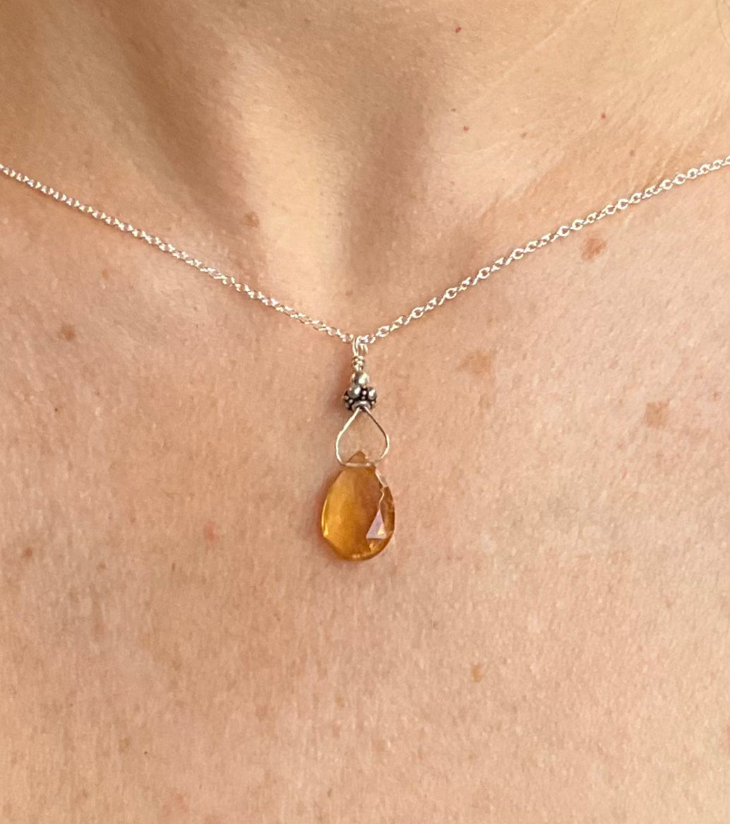 Sterling Silver & Citrine Briolette Drop