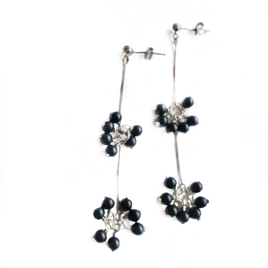 Sterling Silver Long Chain Stud Earrings