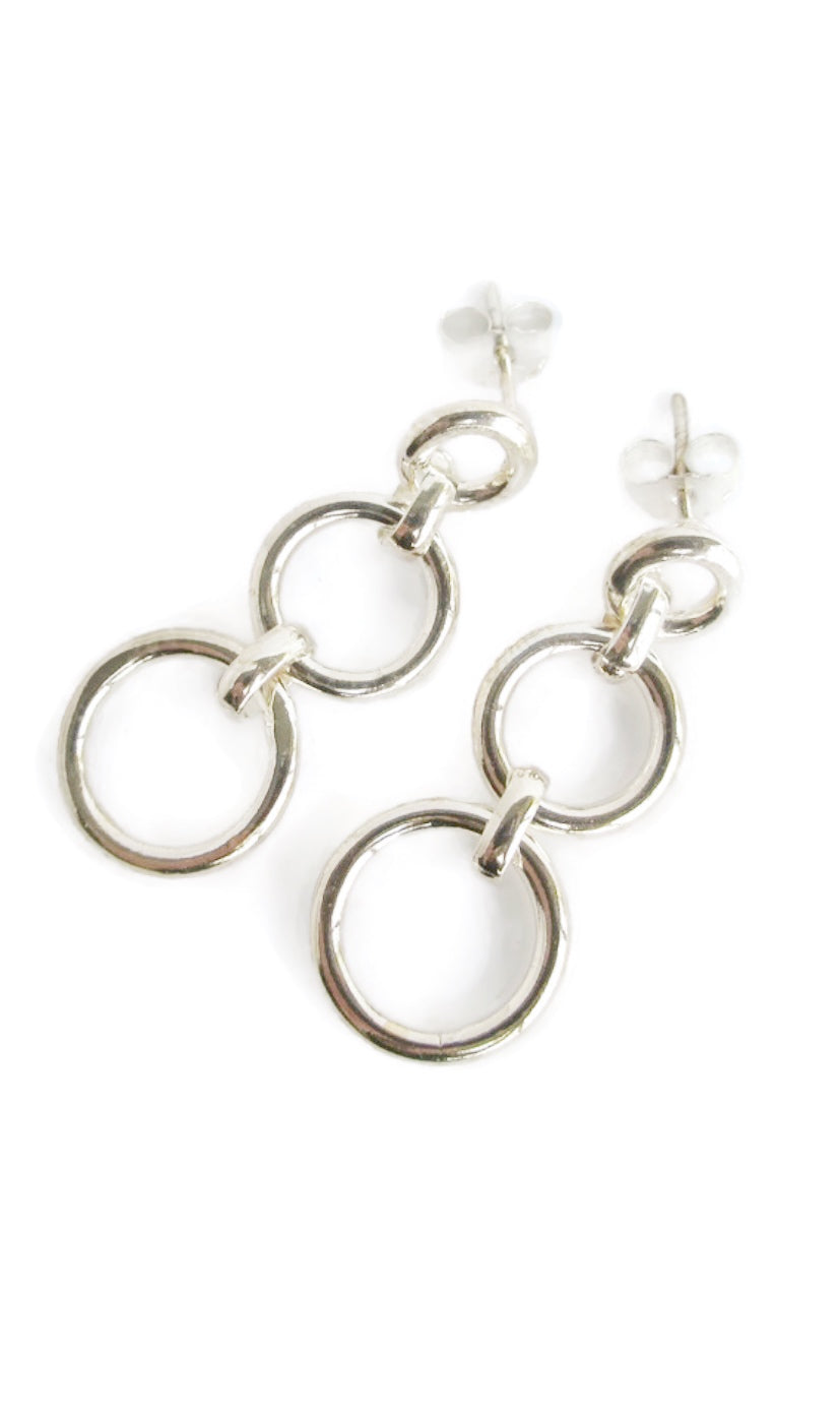 Sterling Silver 3-Sizes Circles Stud Earrings