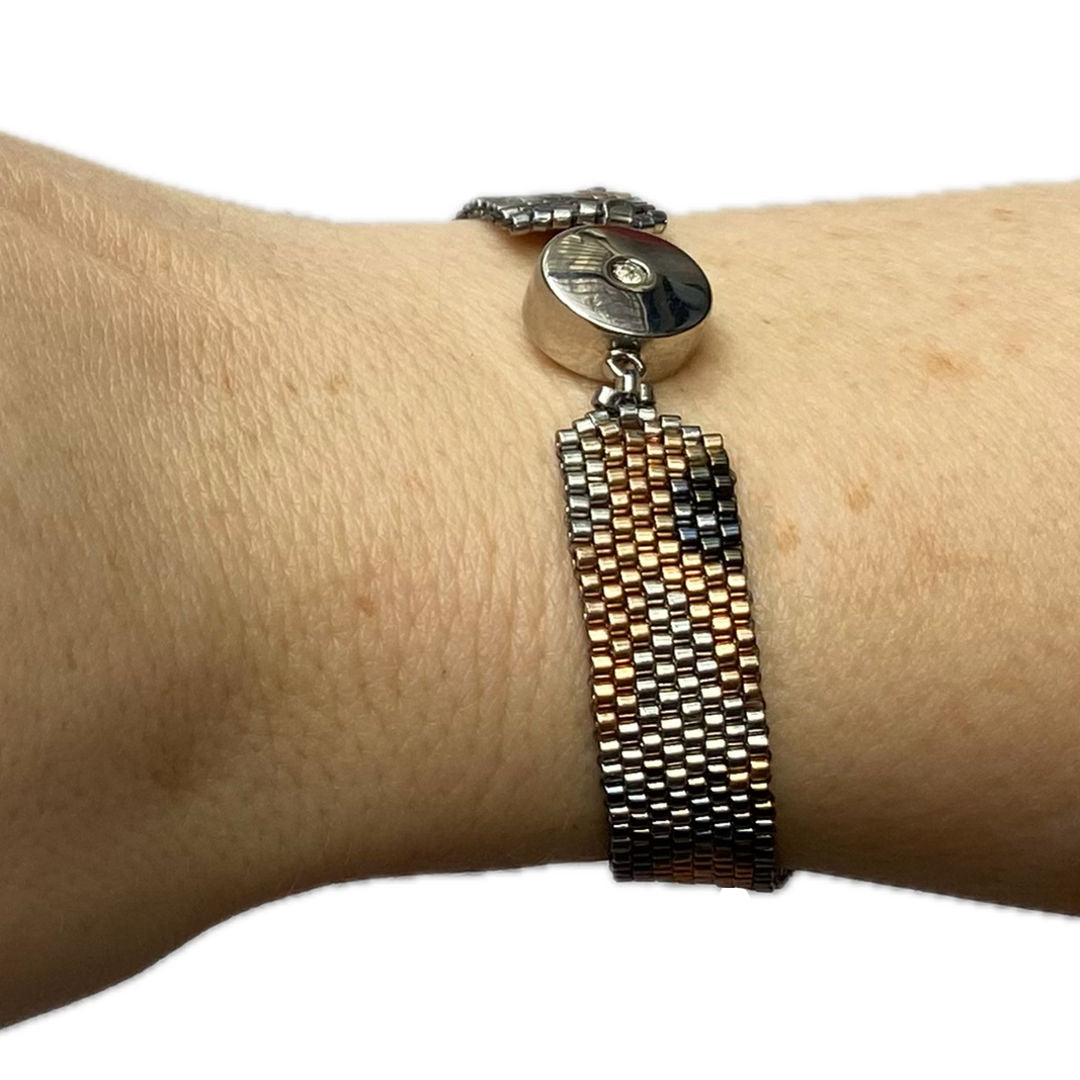 22K Gold & Silver Cobra Hand-beaded Bracelet