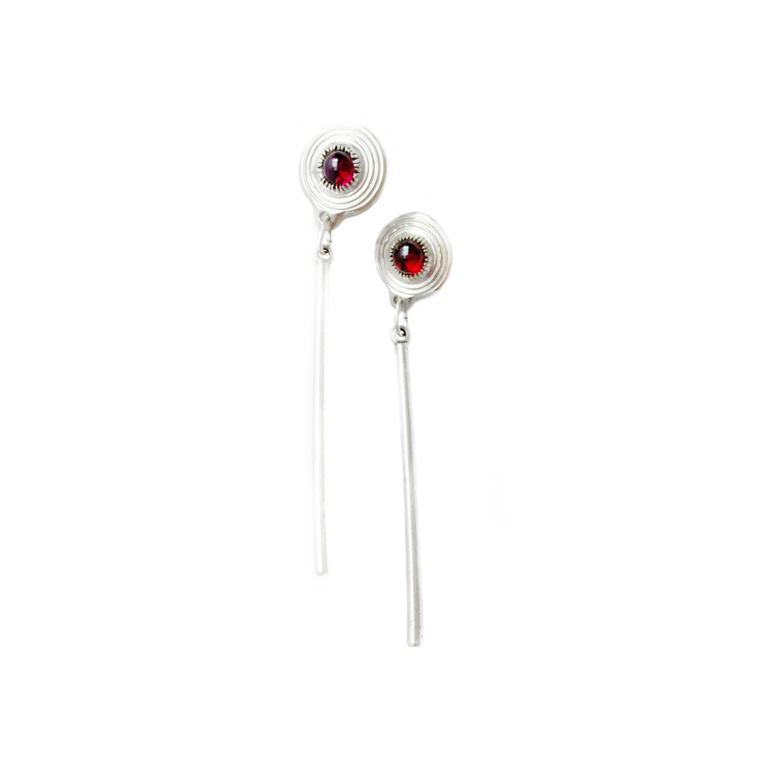 Sterling Silver Stud Earrings & Garnets