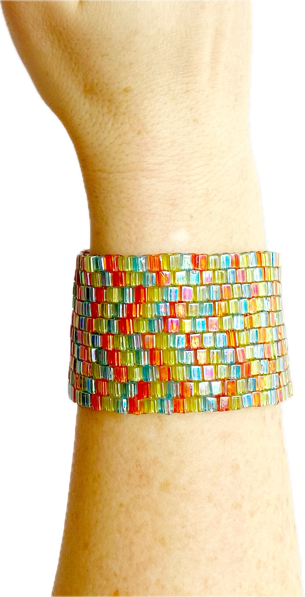 Swarovski Square Crystal Wide Hand-Woven Bracelet