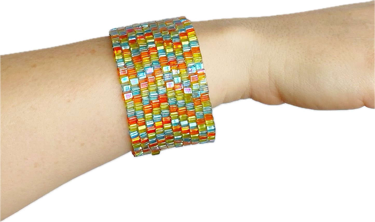 Swarovski Square Crystal Wide Hand-Woven Bracelet