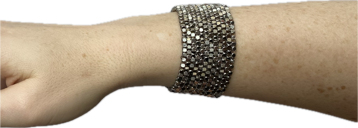 Pyrite Hand-Woven Beaded Bracelet