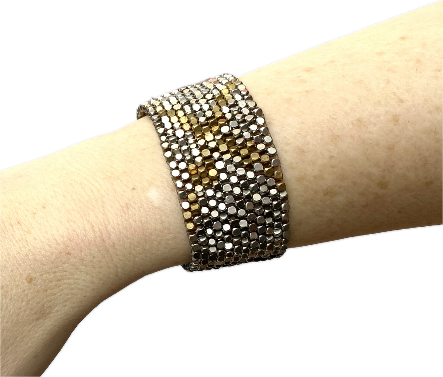 Goldite & Pyrite Hand-Woven "X" Design Bracelet