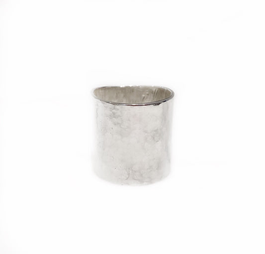 Sterling Silver Hammered Wide Band Ring