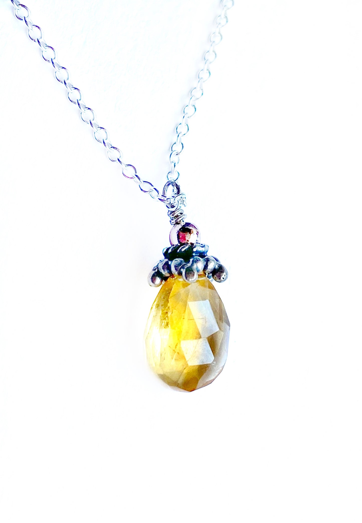 Sterling Silver & Citrine Briolette Drop