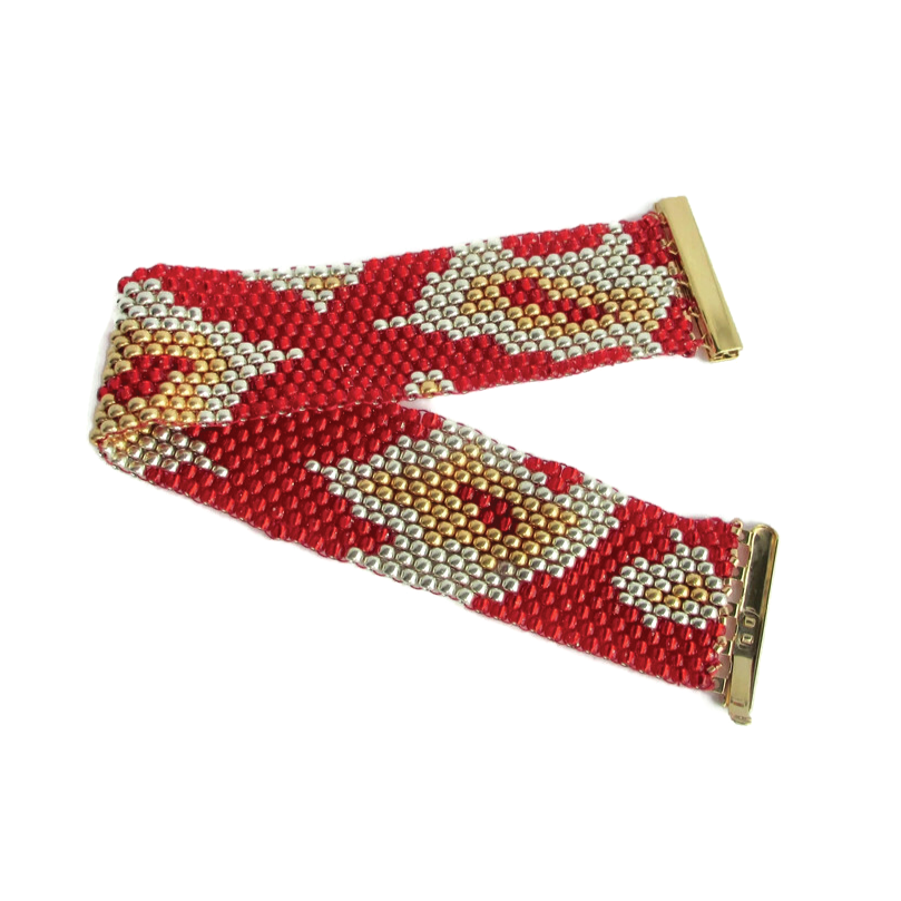 Gold, Silver, Red Cobra Bracelet Open