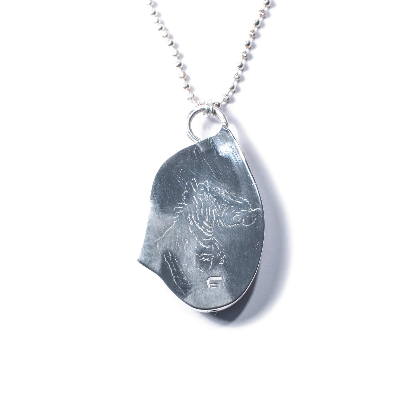 Agatized Jasper Bloodstone, Citrine, Sterling Silver Etched Necklace Back