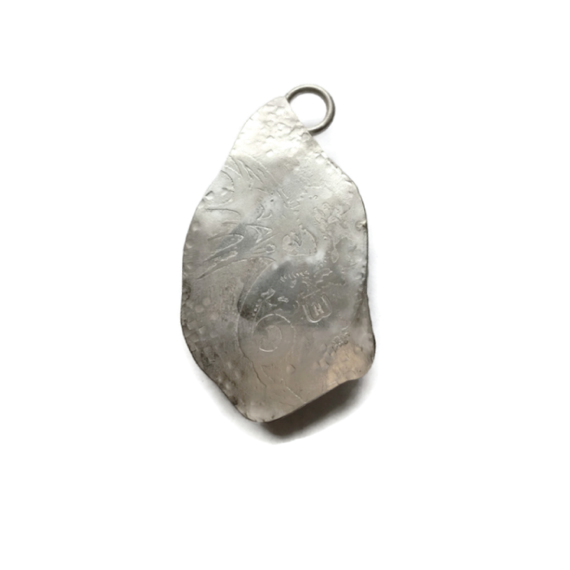 Mookite, Garnet, Sterling Silver Etched Necklace Back
