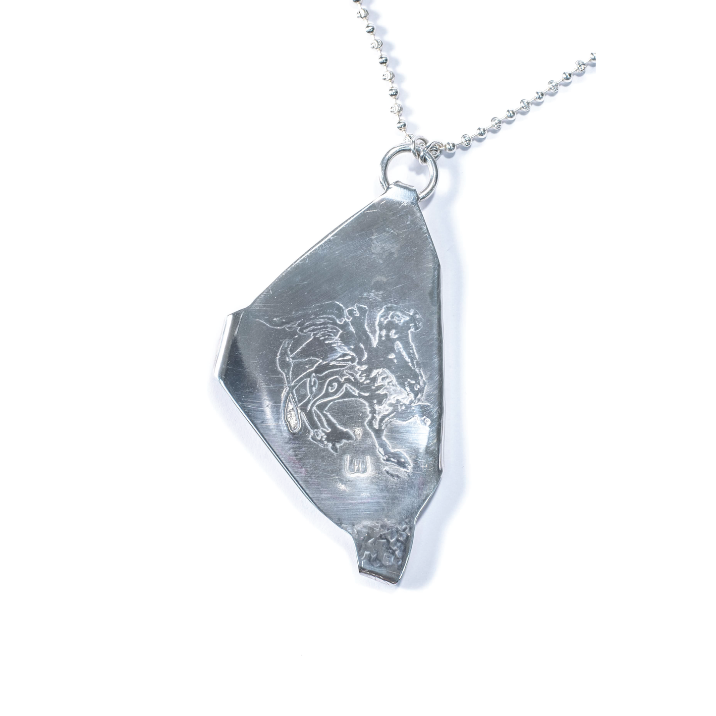 Ocean Jasper, Citrine, Sterling Silver Etched Gryphon Necklace Back