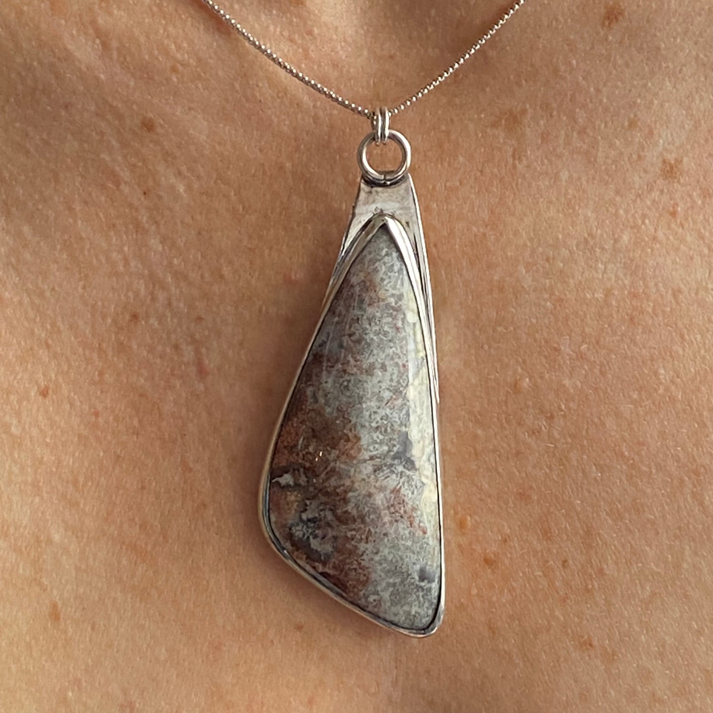 Crazy Lace Agate, Sterling Silver Necklace