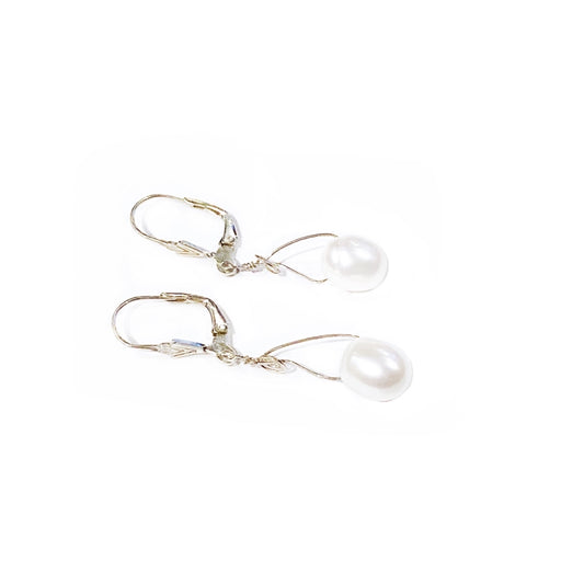 Pearl Drops White & Silver Earrings