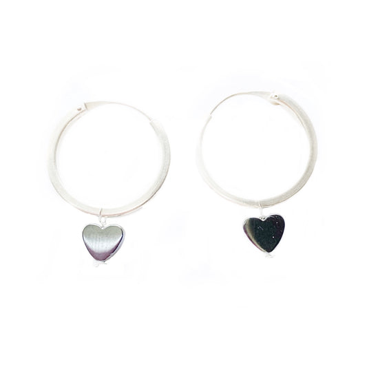 Sterling Silver & Hematite Heart Earrings