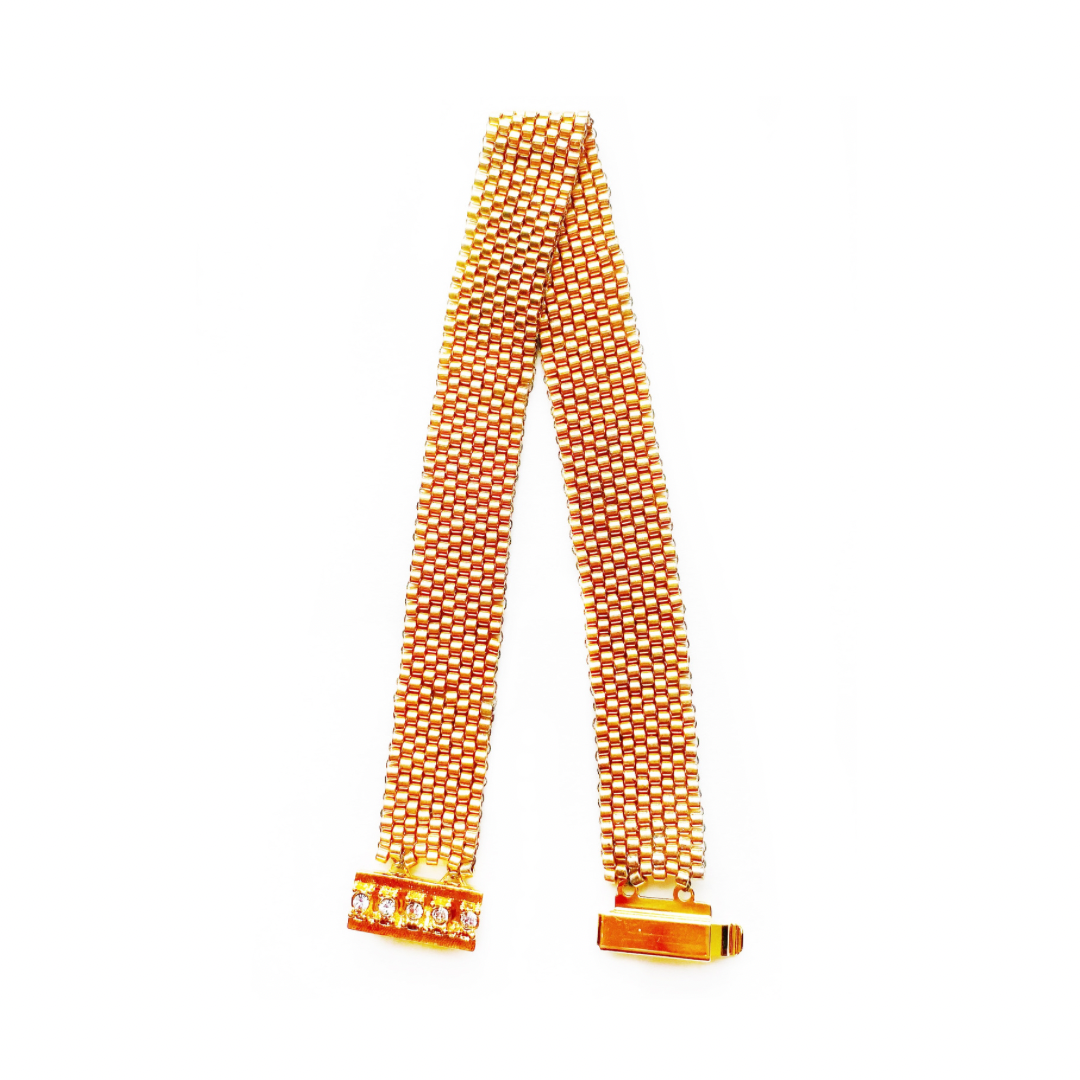 Rose Gold 22K Hand-Beaded Bracelet
