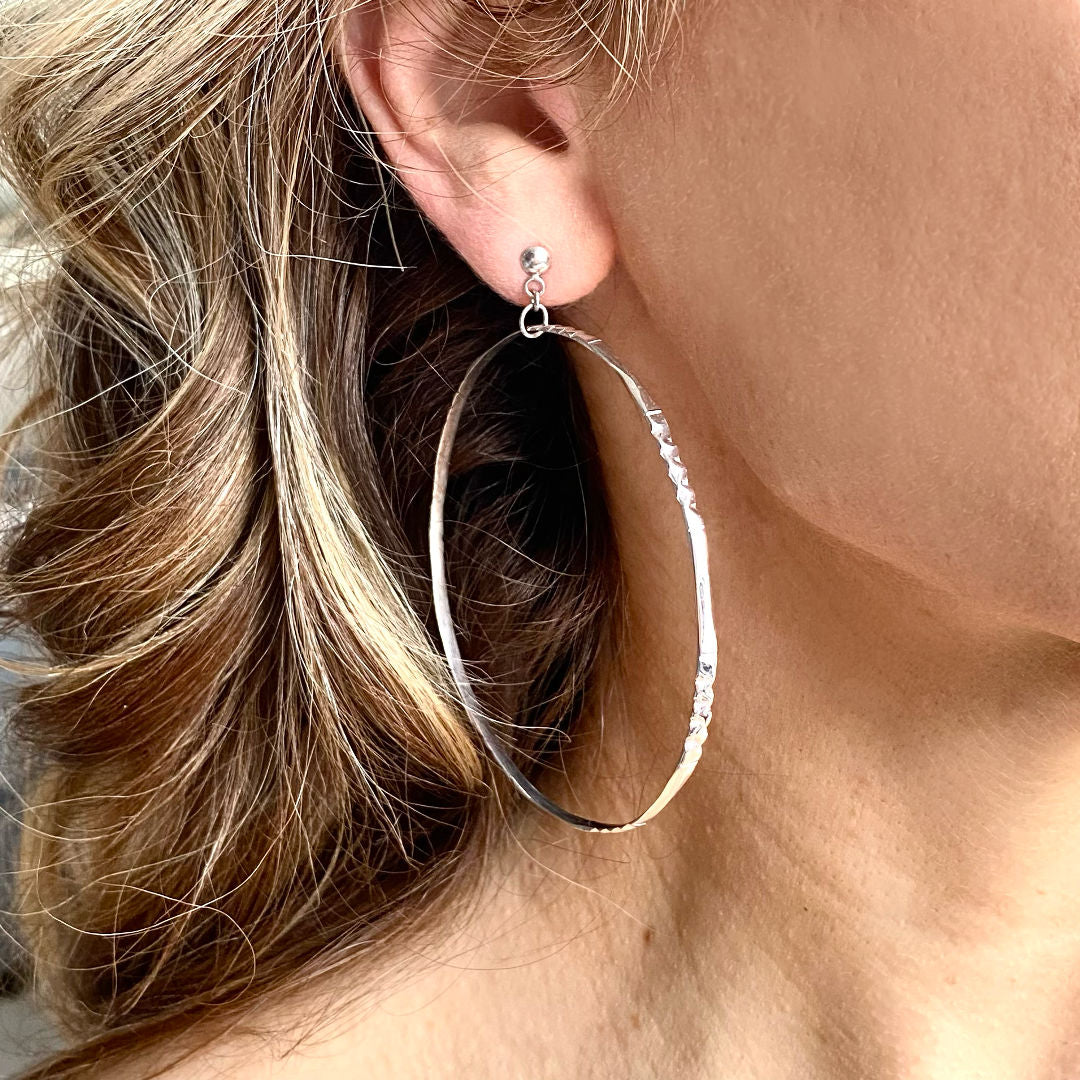 White Gold Large Hoop Earrings