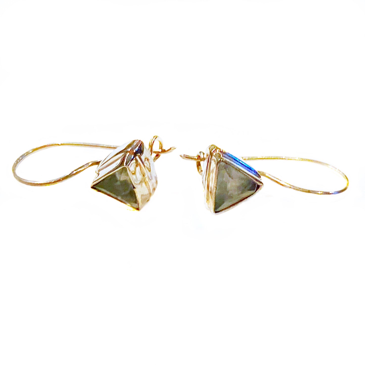 Sterling Silver & Aquamarine Triangular Earrings