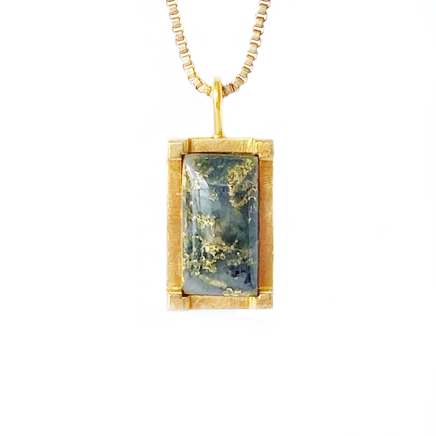 Gold 18K Vermeil Rectangular Necklace with Gemstone