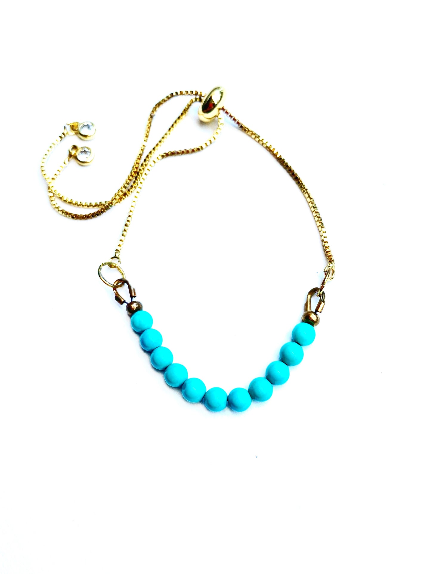 Gold-Plated Boho Bracelet with Turquoise Beads
