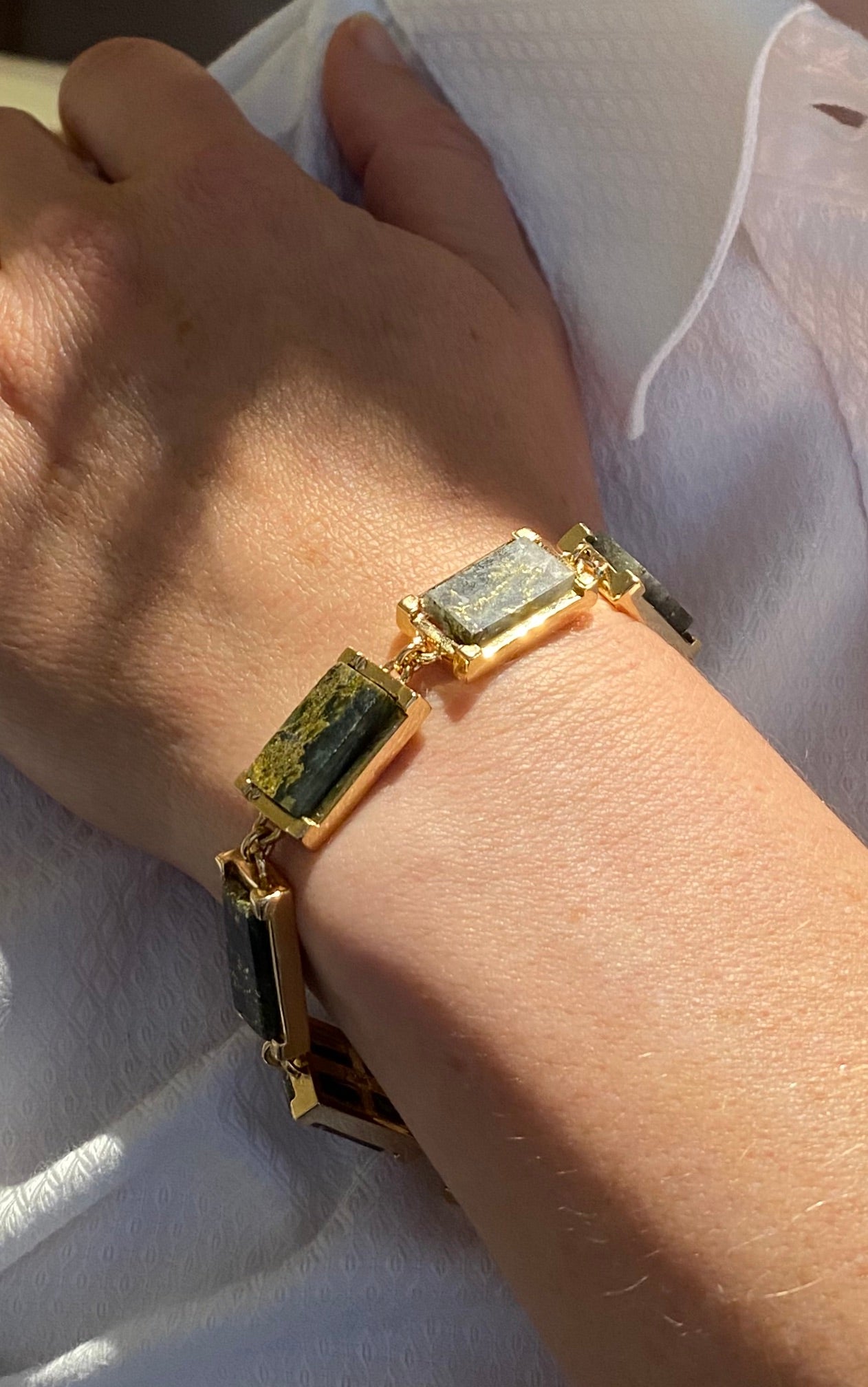 Gold 18K Vermeil Empire Bracelet w 5 Stones (Not Incl.)