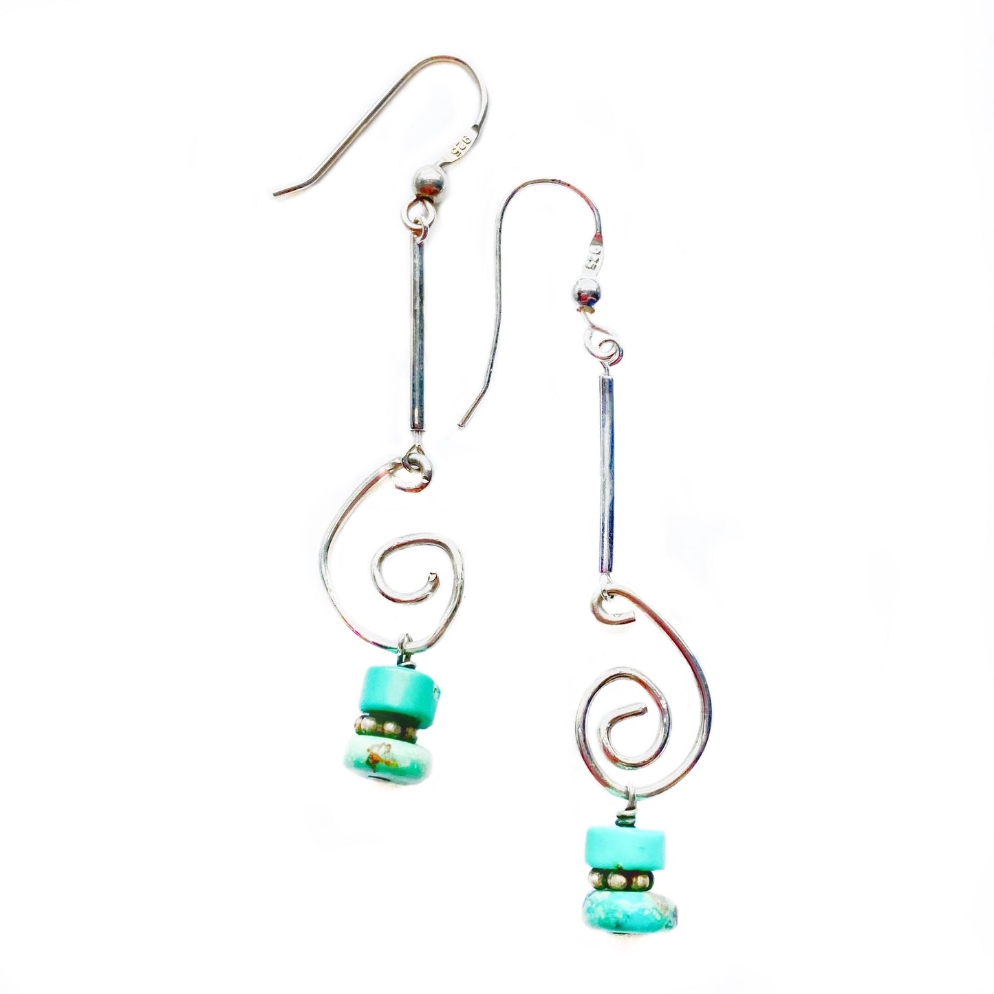 Sterling Silver & Turquoise Discs Earrings