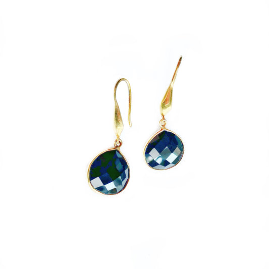 Gold-plated Earrings with Onyx Pear-Shaped Large Drops