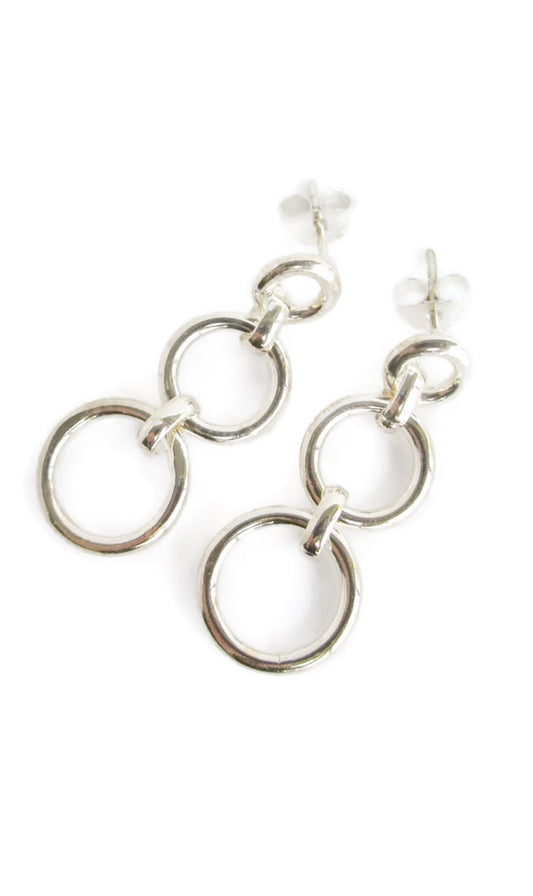 Sterling Silver 3-Sizes Circles Stud Earrings