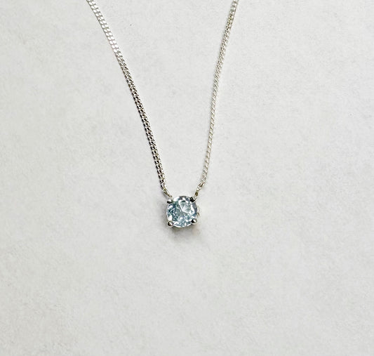 Blue Topaz in Sterling Silver Bezel on 16" chain w extender