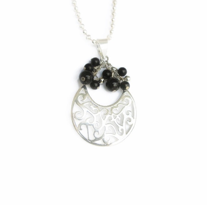 Sterling Silver & Onyx Beaded Necklace