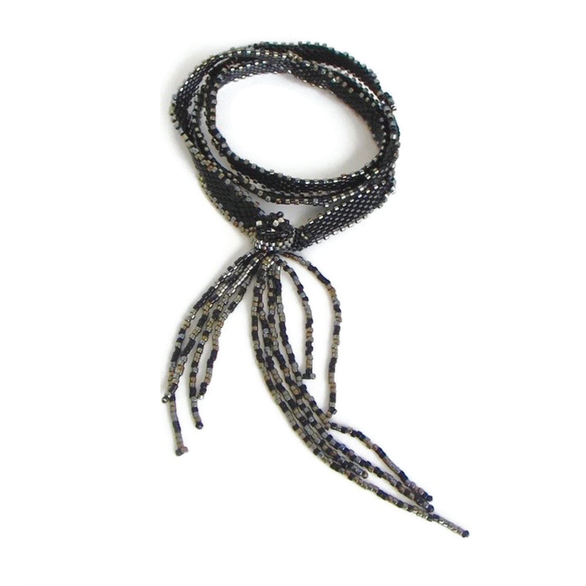 Silver & Jet Cobra Lariat Bracelet